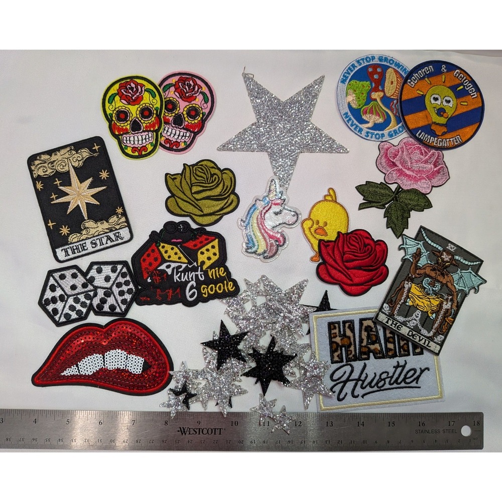 Embroidered Patch Lot Unisex OS Multicolor New Mixed Tarot Star Rose